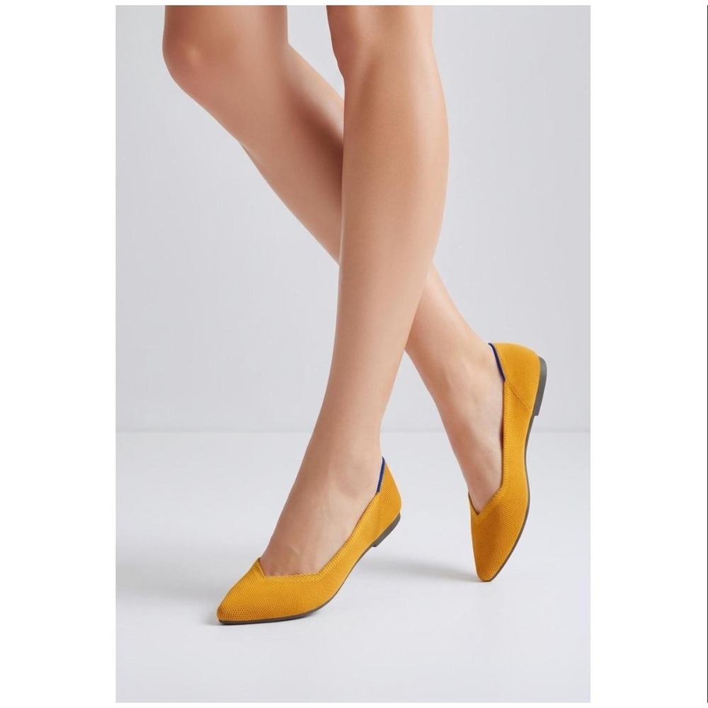 Rothy's The Point Flats Persimmon Orange Pointed Toe Knit Shoes 6.5